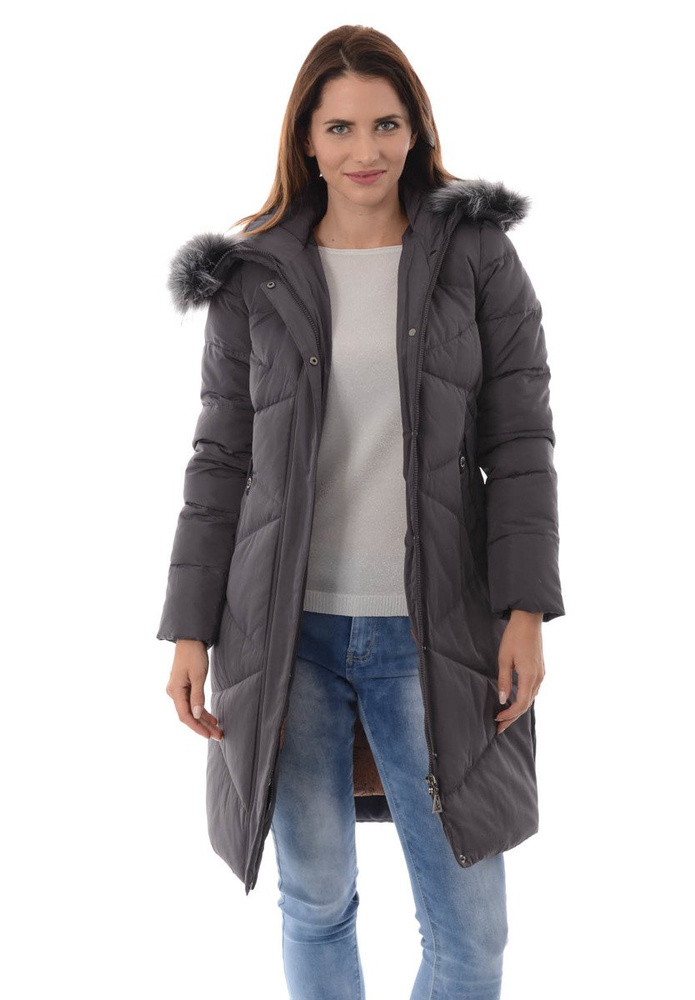 Damska Zimowa Kurtka Ortalionowa Grafitowa