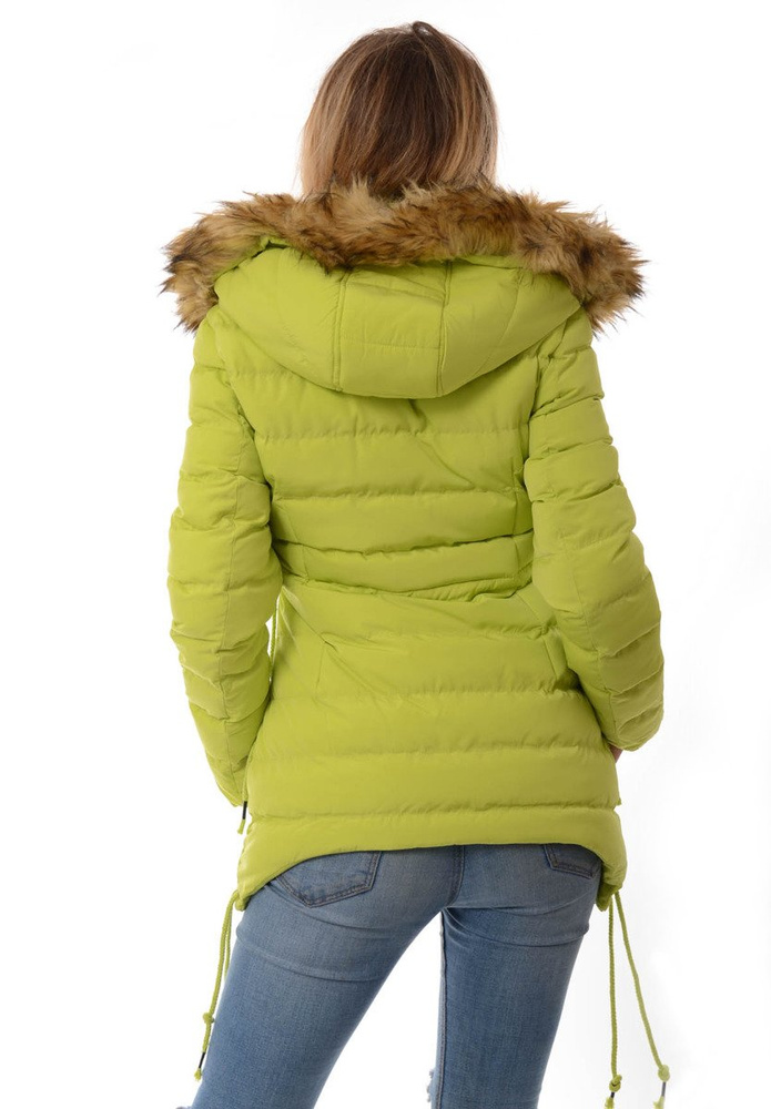 Damska Zimowa Kurtka Ortalionowa Limonkowa