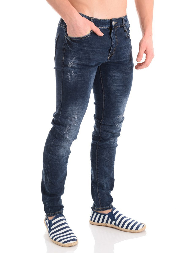 Męskie Spodnie Jeansowe Granatowe