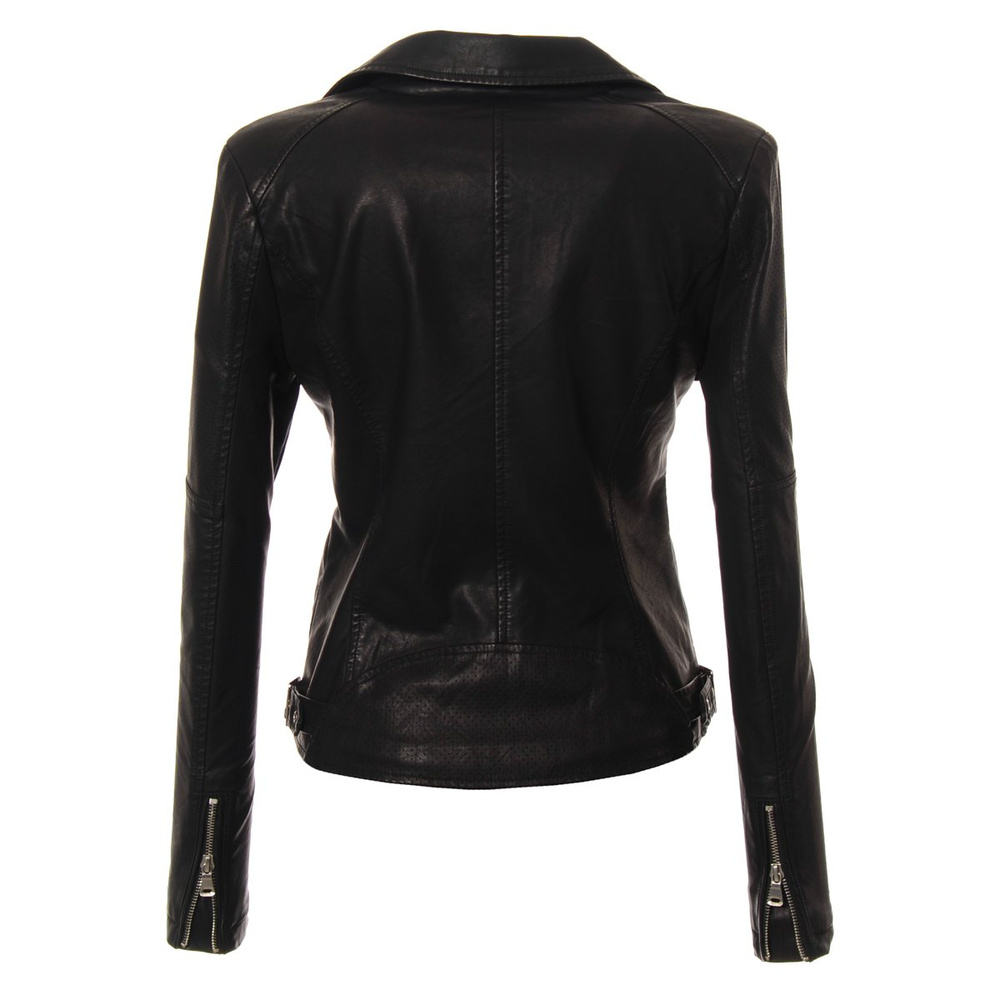 Damska Skórzana Kurtka Ramoneska Czarna