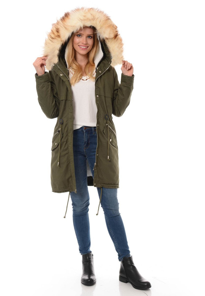 Damska Kurtka Parka Zimowa 2w1 Melka Zielona