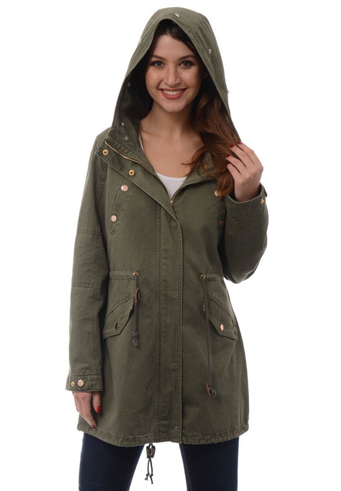 Damska Kurtka Parka Zimowa 2w1 Mila Zielona z Czarnym Futerkiem