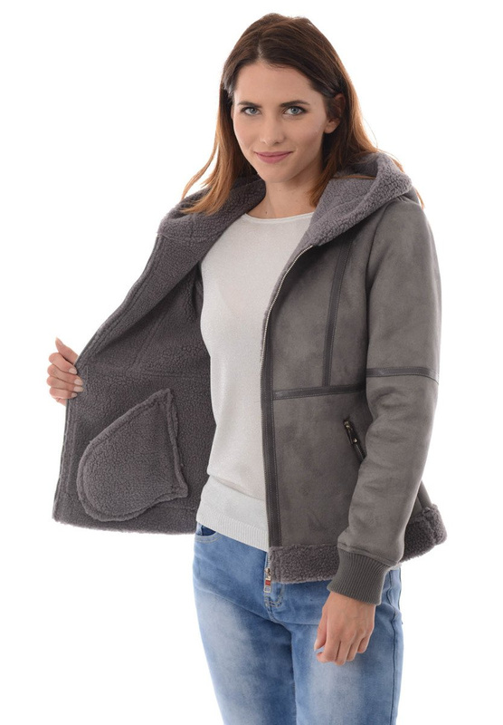 Damska Zimowa Kurtka Kożuszek Miriam Szara