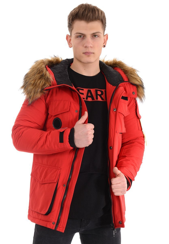 Męska Zimowa Kurtka  Czerwona