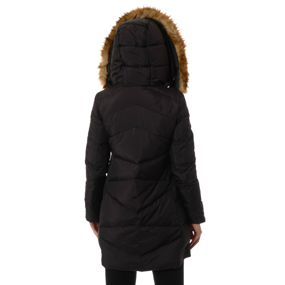 Puchowa Kurtka Zimowa Płaszczyk Czarna