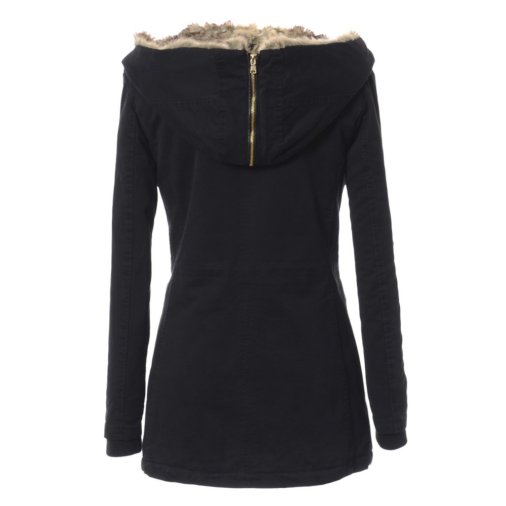 Damska Parka Kurtka Zimowa Czarna