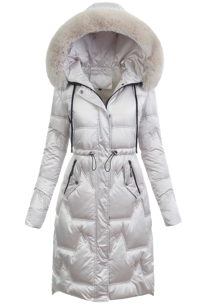 Damska Kurtka Zimowa Perłowo Beżowa