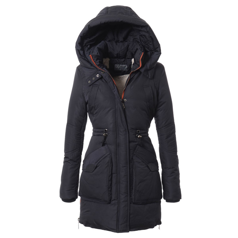 Damska Zimowa Kurtka Płaszczyk Granatowa