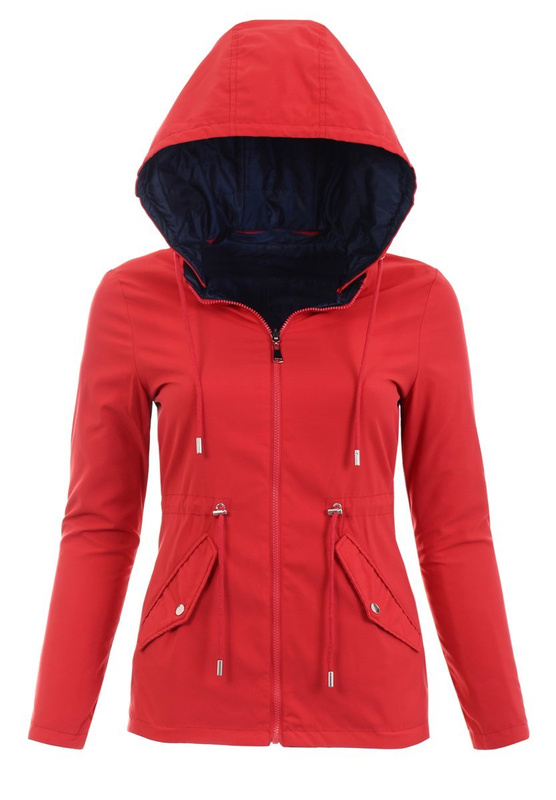 Kurtka Dwustronna Wiosenna Jolanta Czerwono - Granatowa