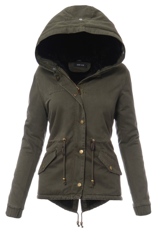 Piękna Damska Kurtka Parka Lora Zielona z Czanym Futerkiem