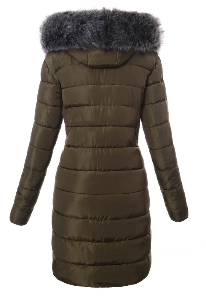Damska Długa Zimowa Ortalionowa Kurtka Zielona