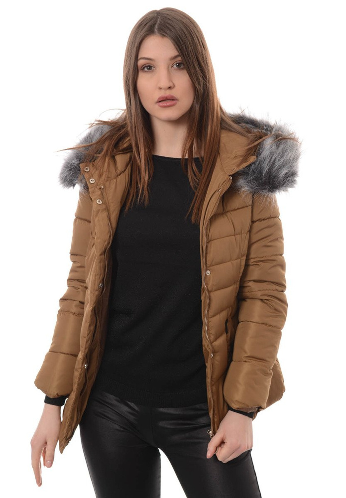 Damska Zimowa Kurtka Ortalionowa Brązowa