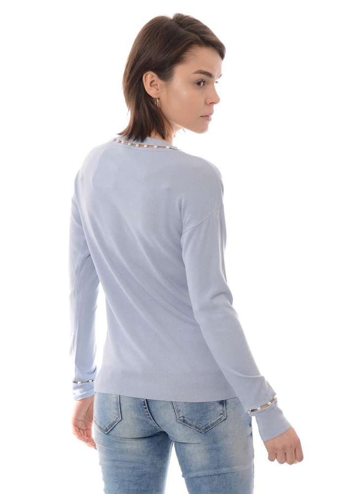 Damska Bluzka Sweterek Perełki Niebieski