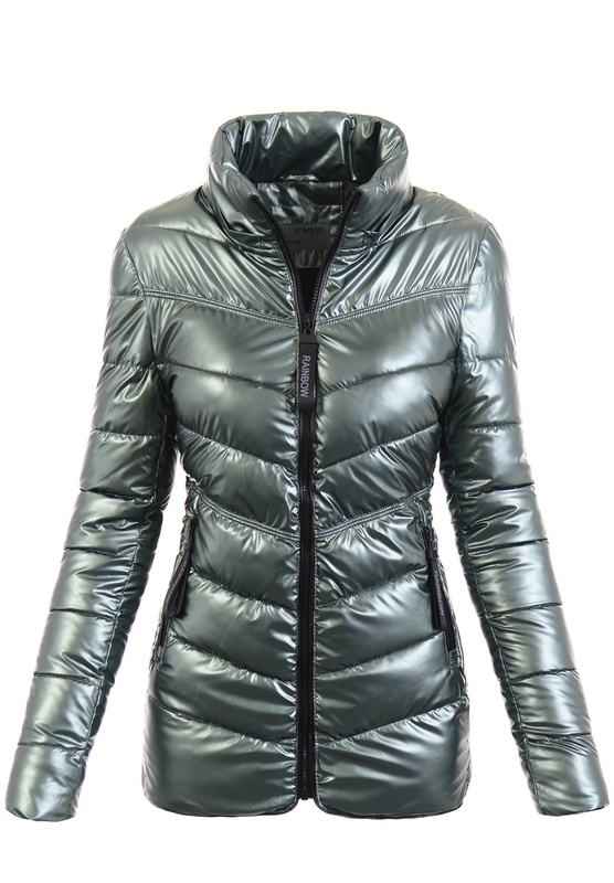 Damska Kurtka Zimowa Emily Perłowo Zielona