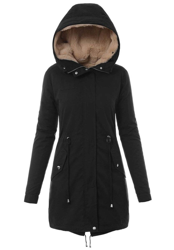 Damska Kurtka Parka Zimowa 2w1 Czarna