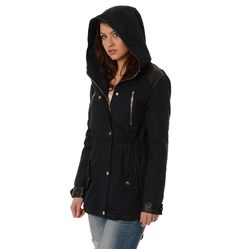 Damska Parka Przejściowa Granatowa