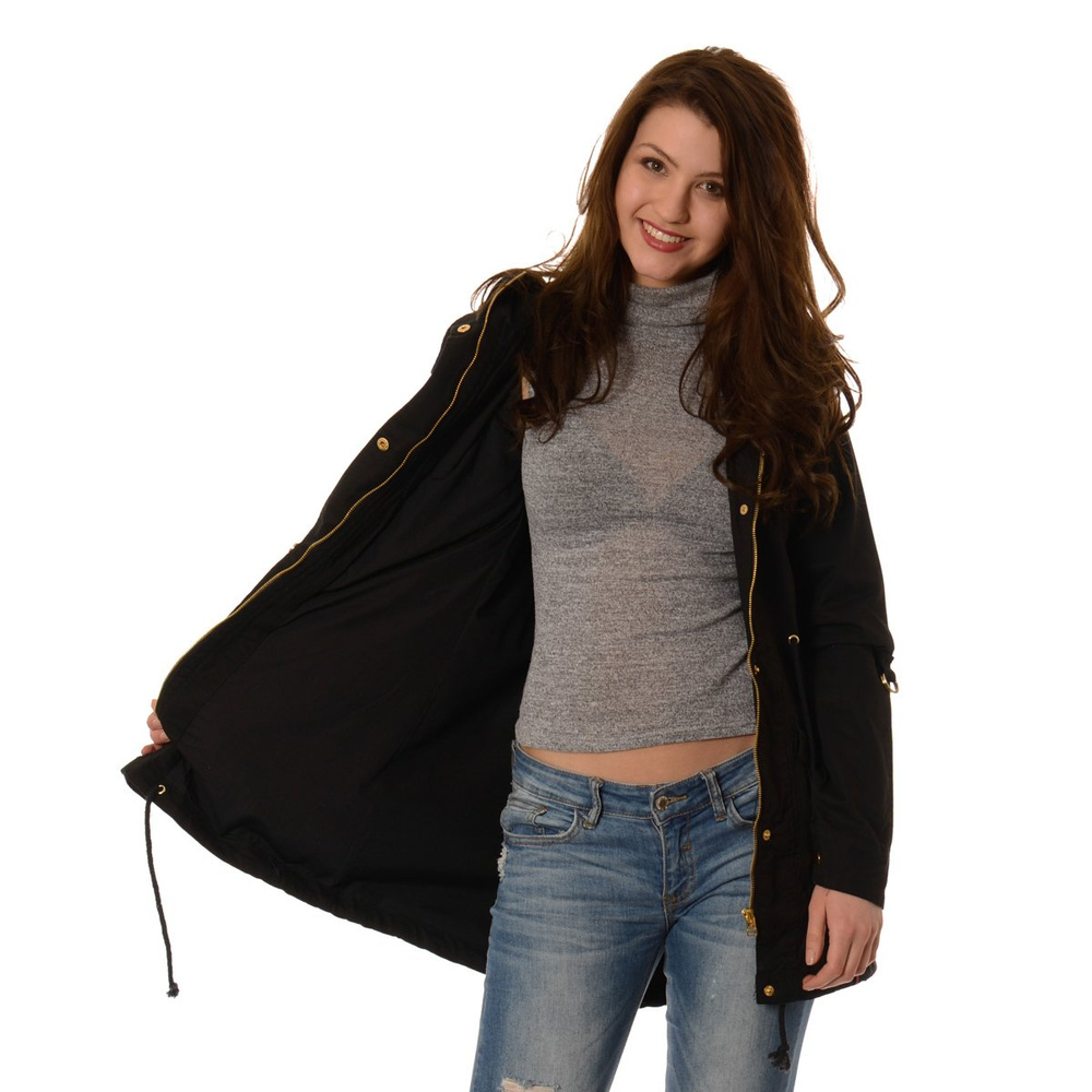 Damska Wiosenna Kurtka Parka Isabelle Czarna