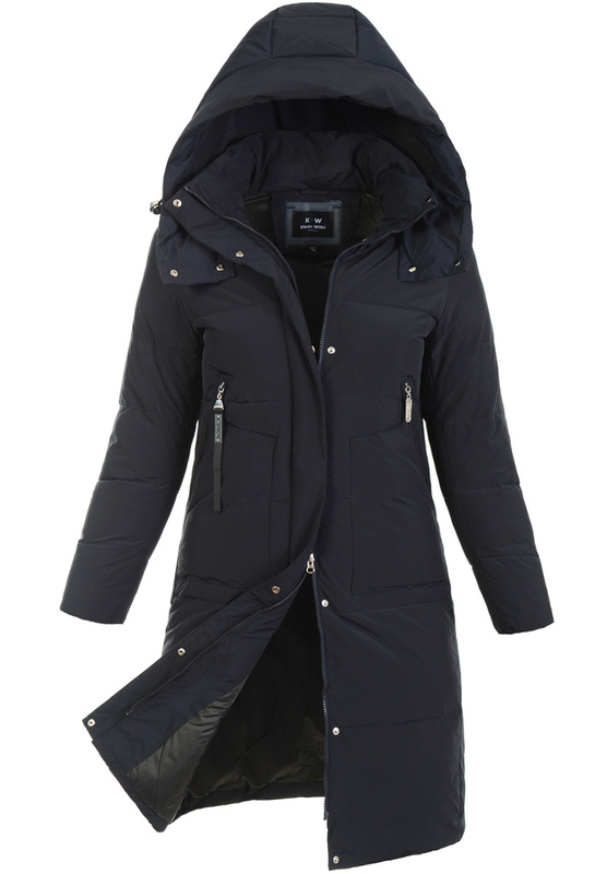 Damska Kurtka Pikowana Długa Amber Granatowa