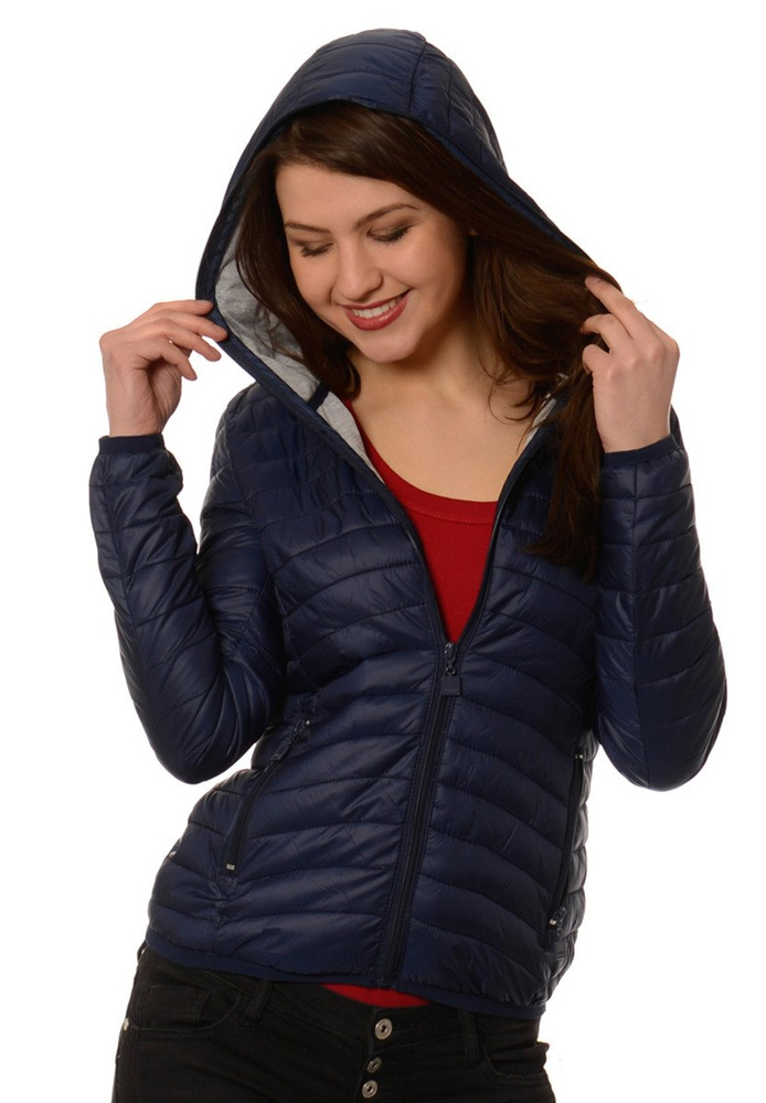 Damska Ortalionowa Jesienna Wiosenna Kurtka Granatowa