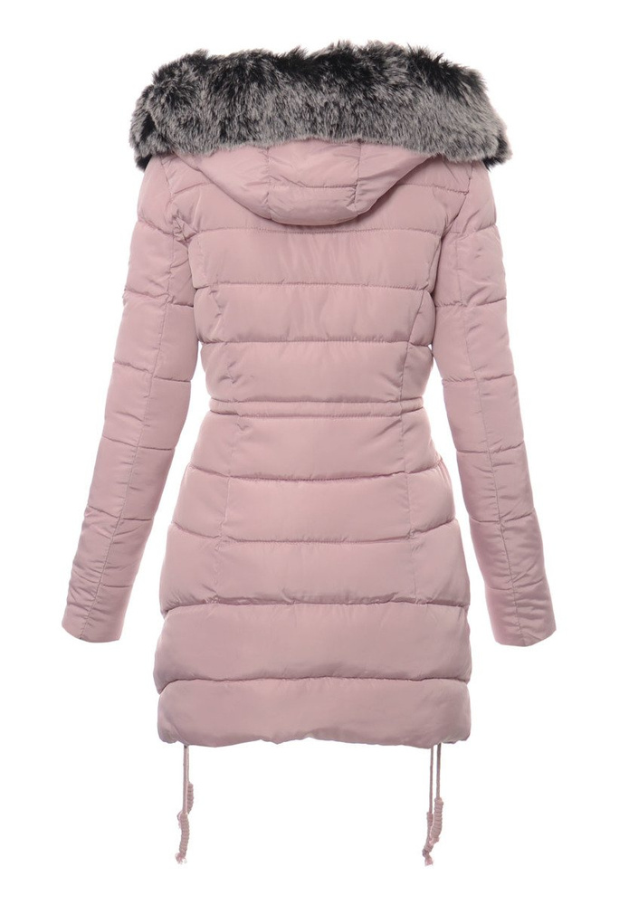 Damska Długa Zimowa Kurtka Ortalionowa Daga Różowa