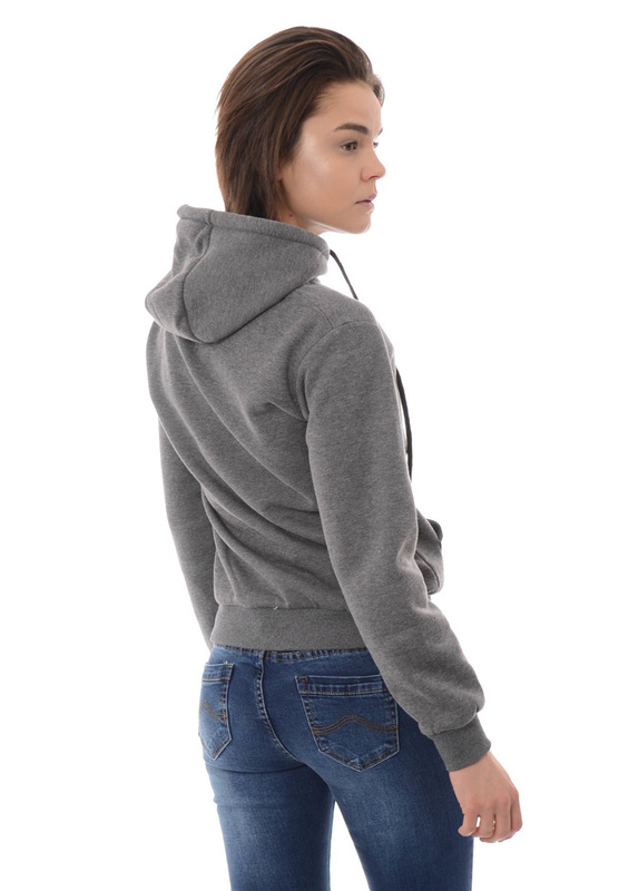 Damska Bluza Bawełniana Z Kapturem Ciemno Szara