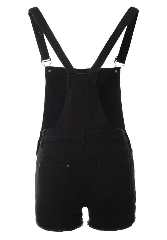 Damskie Spodenki Ogrodniczki Jeansowe Czarne