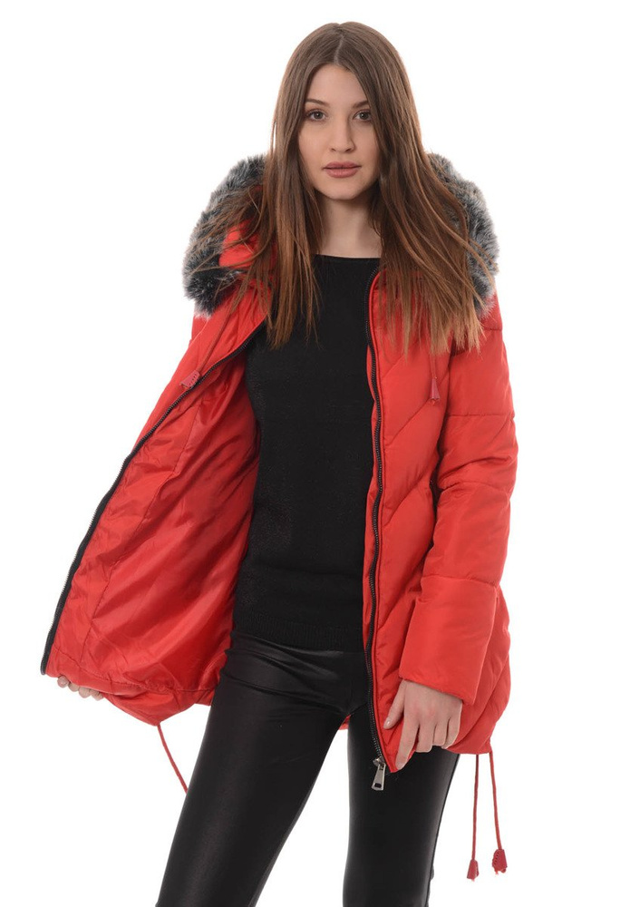 Damska Zimowa Kurtka Ortalionowa Lucyna Czerwona