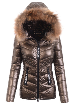 Damska Kurtka Zimowa Ortalionowa Marcelina Brązowa