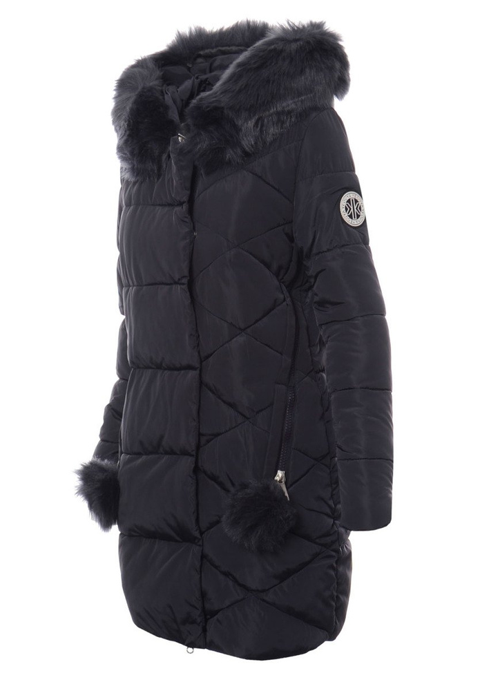 Damska Długa Zimowa Kurtka Ortalionowa Granatowa