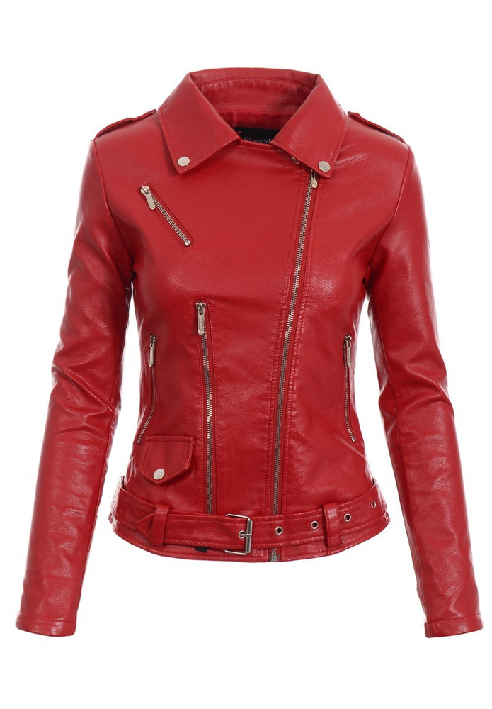 Damska Kurtka Ramoneska Czerwona