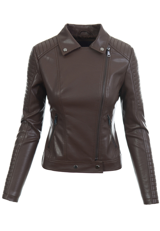 Damska Kurtka Ramoneska Angela Brązowa