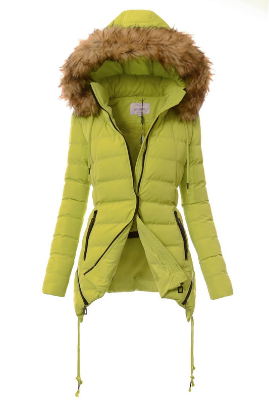 Damska Zimowa Kurtka Ortalionowa Limonkowa
