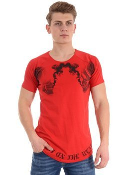 Męska Koszulka T-Shirt Nadruk Czerwona