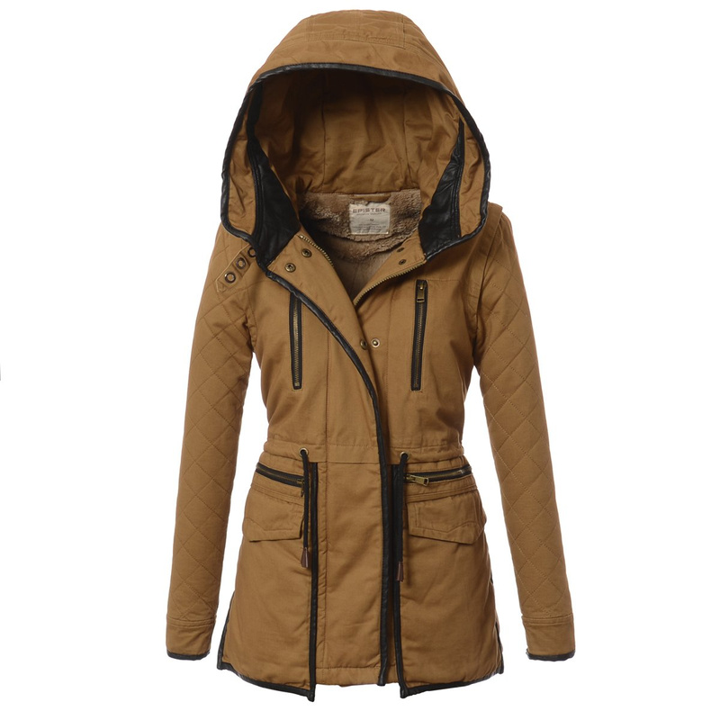 Damska Zimowa Kurtka Parka Camel (436)