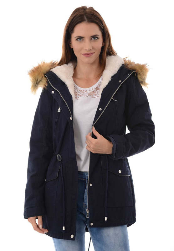 Damska Kurtka Parka Zimowa 2w1 Amira Granatowa