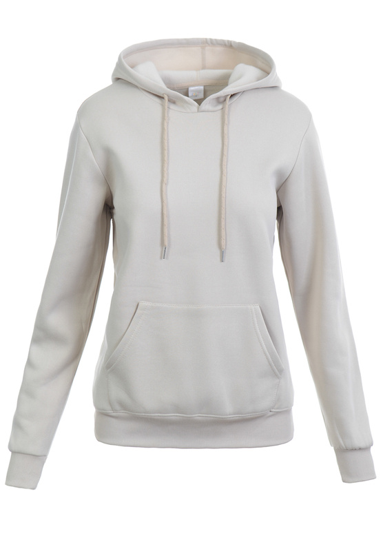 Damska Bluza Z Kapturem Kangurka Beżowa