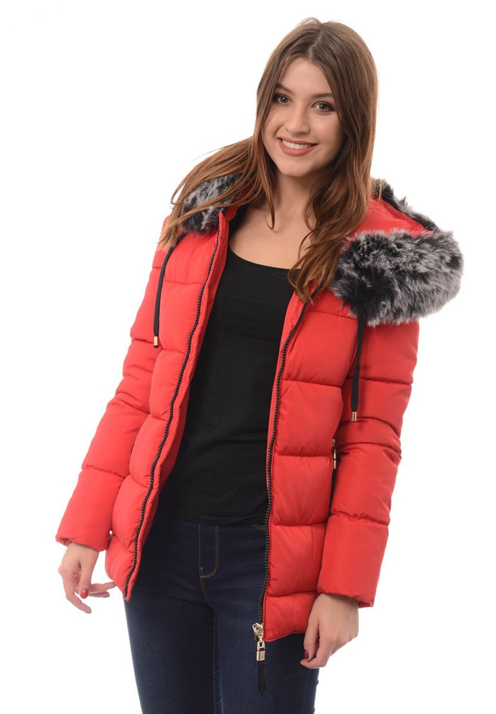 Damska Zimowa Kurtka Ortalionowa Melani Czerwona