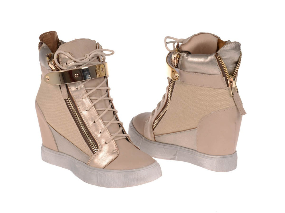 Damskie Botki Sneakersy Złote Ozdoby GOLD