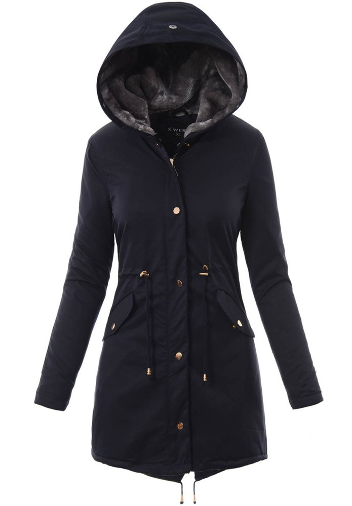 Kurtka Patrycja Granatowa z Szarym Futerkiem