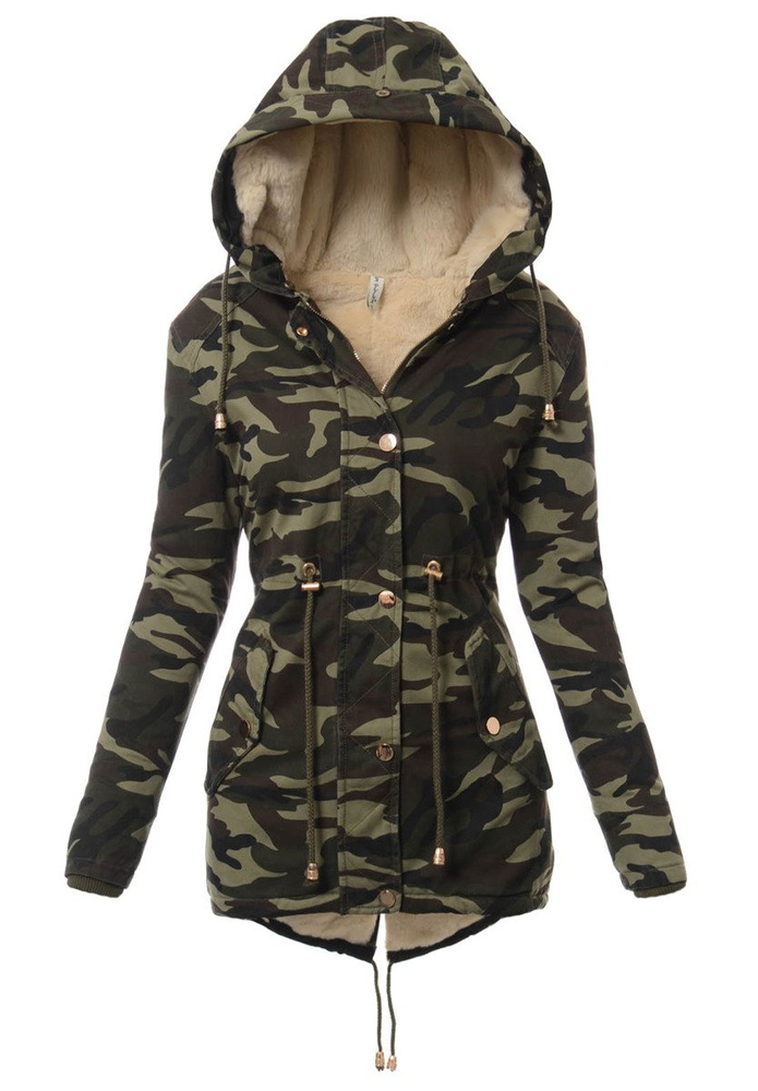 Damska Zimowa Kurtka Parka Moro Z Beżowym Futerkiem
