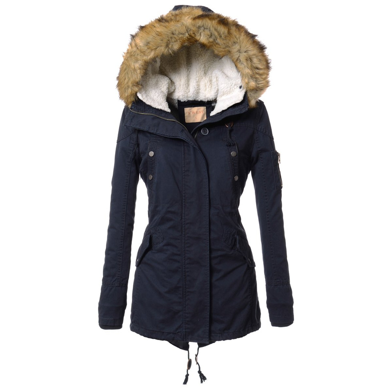 Damska Parka Kurtka Zimowa 2w1 Granat (545)