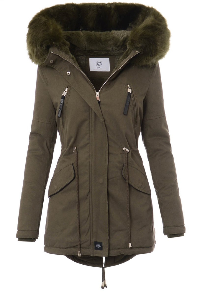 Kurtka Parka Aleksandra Zielona Z Zielonym Futrem