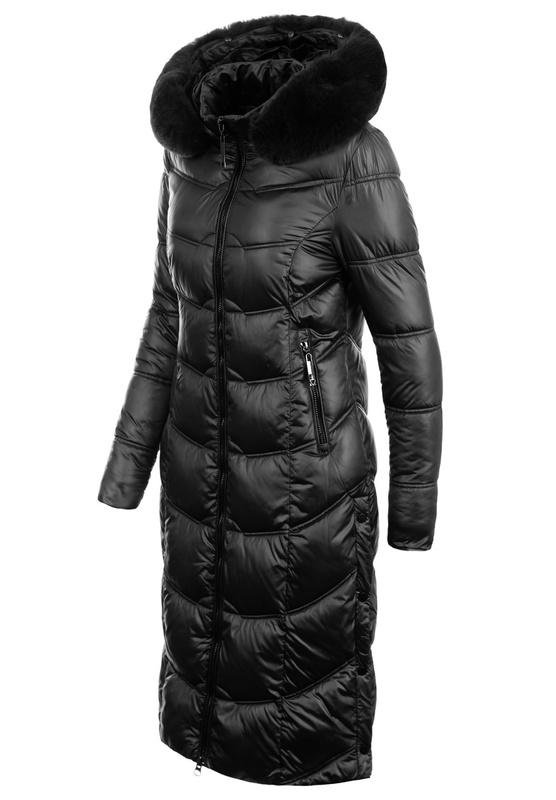 Damska Długa Kurtka Pikowana Stella Czarna