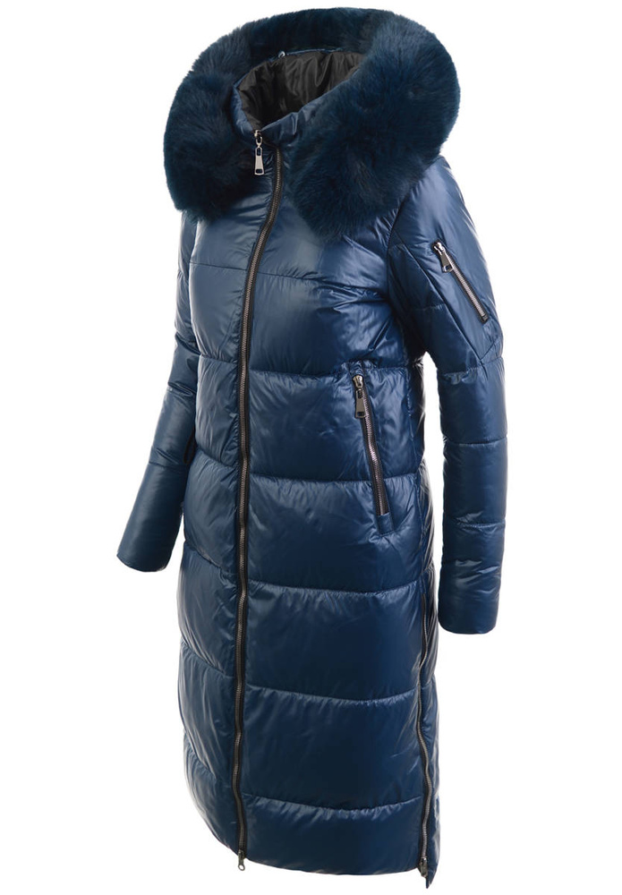 Damska Kurtka Ortalionowa Długa Serafina Ciemno Niebieska