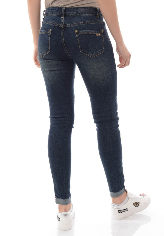 Damskie Spodnie Jeansy Rurki Granatowe