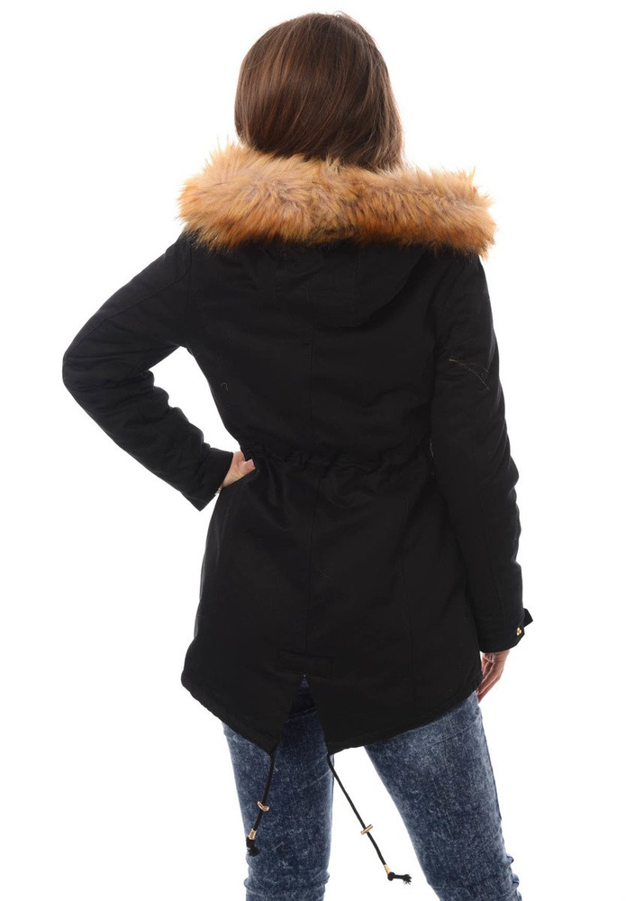 Damska Bawełniana Zimowa Kurtka Parka Flawia Czarna