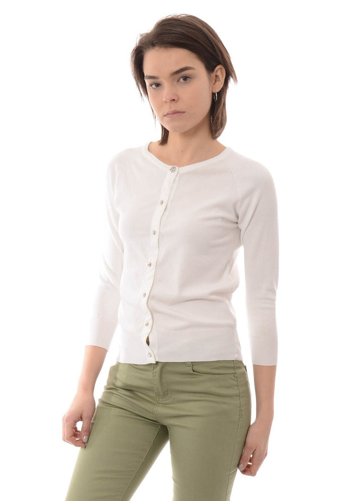 Damska Bluzka Sweterek Zapinany Biały