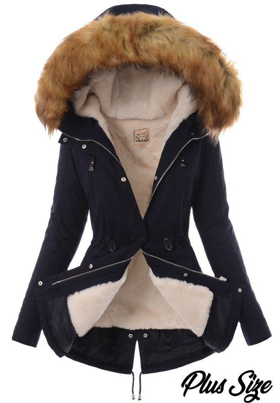 Damska Kurtka Parka Zimowa 2w1 Granatowa