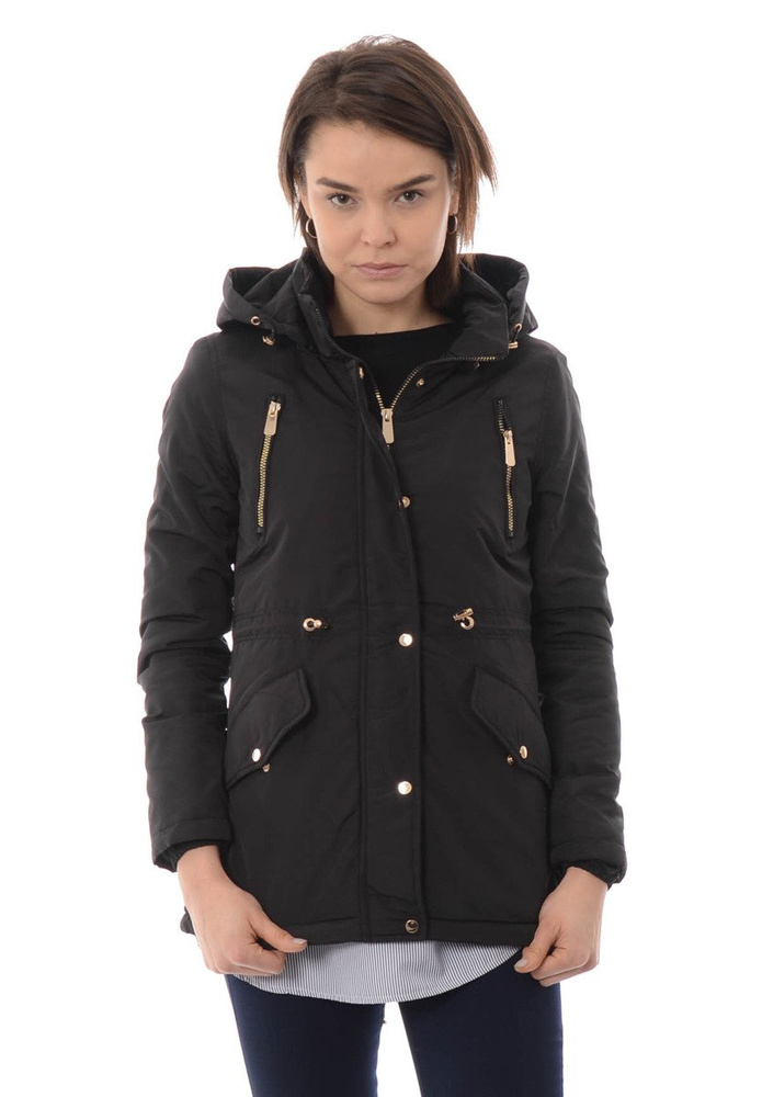 Damska Kurtka Parka Ortalionowa Wiosenna Ania Czarna