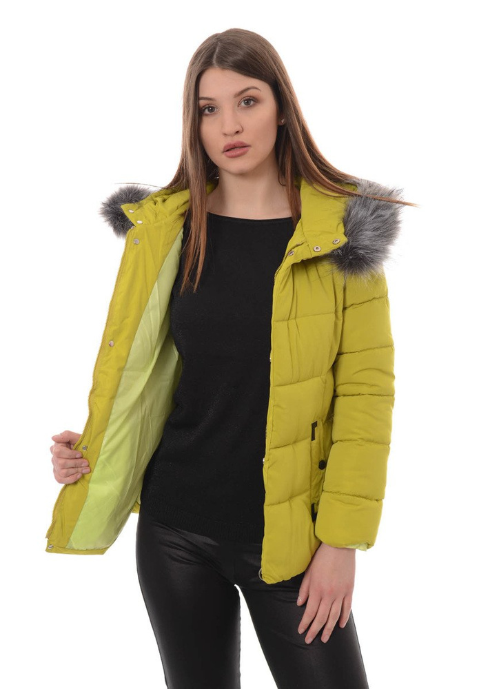 Damska Zimowa Kurtka Ortalionowa Żółta